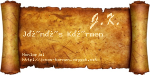 Jónás Kármen névjegykártya
